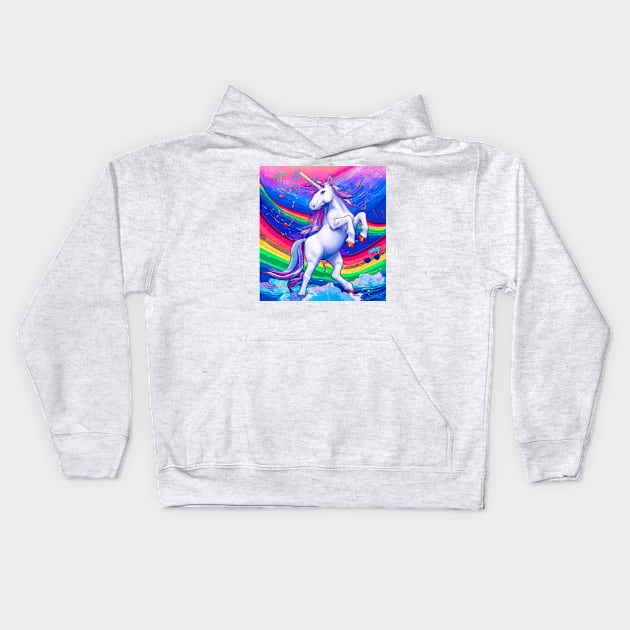 Unicorn dancing with Rainbow Kids Hoodie by AngelsWhisper